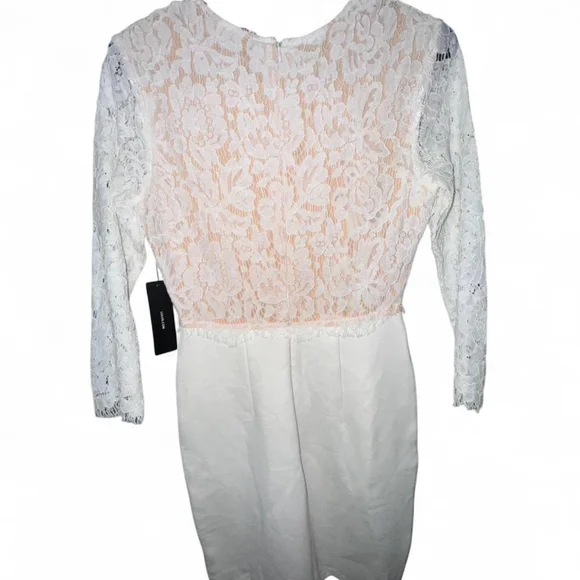 NWT Lulus White Lace Long Sleeve Bodycon Mini Dress XS - Picture 2 of 5